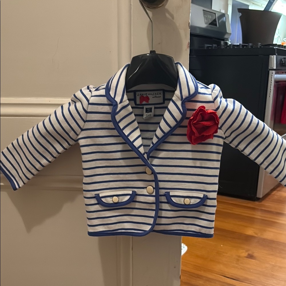 Blue Striped Kids Jacket with Red Flower by Janie and Jack